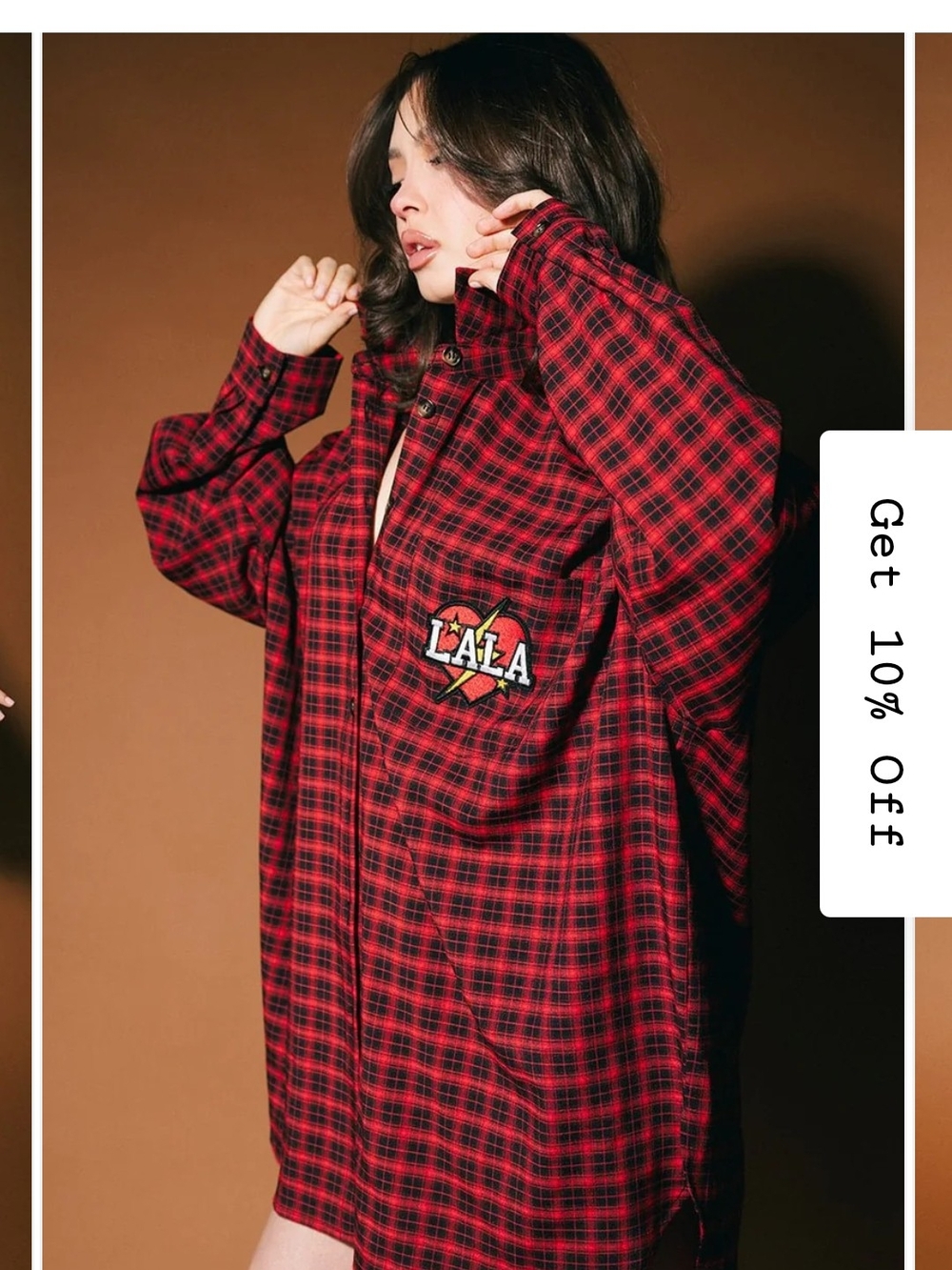 Dressed in LALA Red Black Plaid Button-Down Shirt - Picture 7 of 8